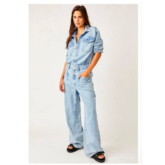 Free PeopleTouch The Sky One Piece Utility Inspired Denim...